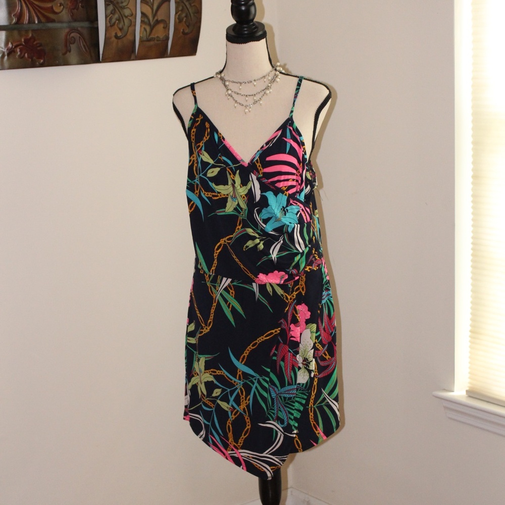 Blue Leopard, floral jumpsuit shorts Romper